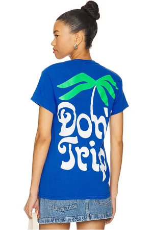 Free & Easy Shady Tee in - Blue. Size L (also in M, S, XL/1X).