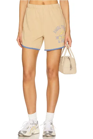 The Mayfair Group Angel Track & Field Vintage Sweatshorts in - Taupe. Size L/XL (also in M/L, S/M, XS).