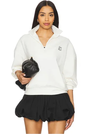 PORT DE BRAS Signature Half Zip Sweatshirt in - White. Size L (also in M, S, XL, XS).