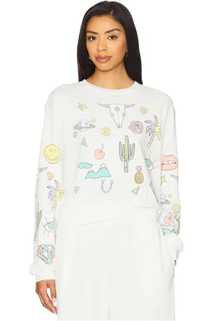 LAUREN MOSHI Spalding Dessert Vibes Crop Pullover in - Ivory. Size L (also in M, S, XL, XS).