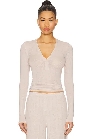 NEGATIVE UNDERWEAR Whipped Henley in - Beige. Size L (also in M, S, XL/1X, XS).