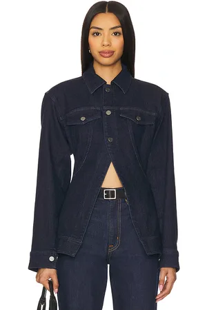 AFRM The Peplum Denim Jacket in - Blue. Size L (also in M, S, XL, XS, XXL, XXS).