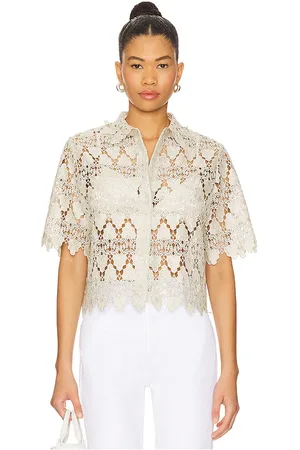 Frame The Lace Button Up Shirt in - Mint. Size L (also in M, S, XL, XXS).