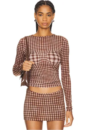 Miaou Long Sleeve Tee in - Brown. Size L (also in M, S, XL, XS).
