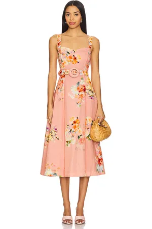 HEMANT AND NANDITA Midi Dress With Buckle Belt in - Rose. Size L (also in M, S, XS).