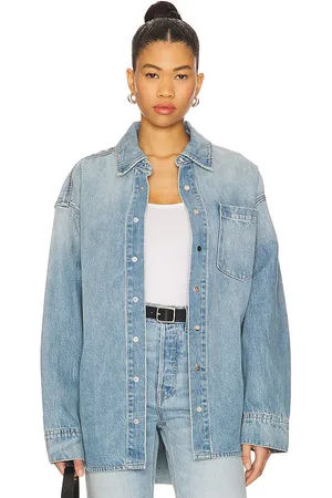 GRLFRND Donna Shirt in - Blue. Size M/L (also in XS/S).