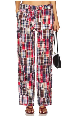 DANIELLE GUIZIO Adrian Patchwork Pant in - Red. Size M (also in S, XS, XXS).