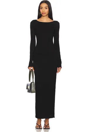 Cotton Citizen Marbella Long Sleeve Maxi Dress in - Black. Size L (also in M, S, XS).