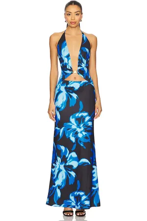 Runaway The Label Halston Maxi Dress in - Blue,Black. Size L (also in M, S, XL, XS).