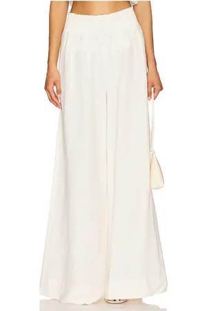 WeWoreWhat Button Front Palazzo Pant in - Ivory. Size L (also in M, S, XL, XS, XXS).