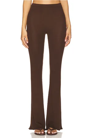 EAVES Bailee Rib Pant in - Chocolate. Size L (also in M, S, XL, XS, XXS).