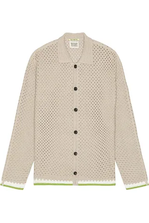 Scotch&Soda Crochet Long Sleeve Shirt in - Taupe. Size L (also in M, XL/1X).