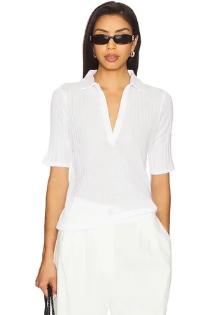 Vince Elbow Sleeve Polo in - White. Size L (also in M, S, XS).