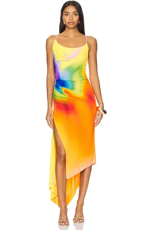 MONSE Rainbow Orchid Slip Dress in - Yellow. Size 2 (also in 4).