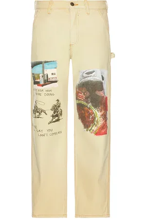 One Of These Days Just Like It Began Painters Pant All Over Artwork in - Tan. Size L (also in M).