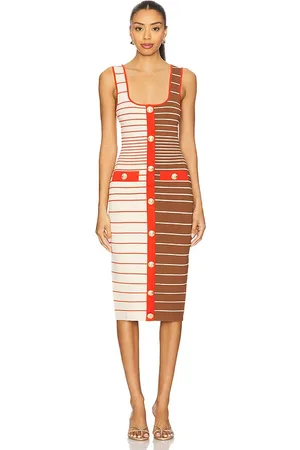 Retrofete Lyle Dress in - Brown,Cream. Size L (also in M, S, XS, XXS).