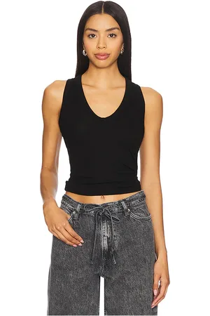 Cotton Citizen Verona U Neck Tank Top in - Black. Size L (also in M, S, XS).