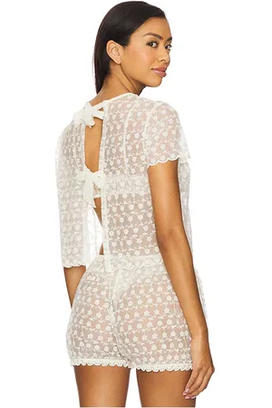 Only Hearts Little Flower Coquette Baby Tee in - Ivory. Size L (also in M, S, XS).