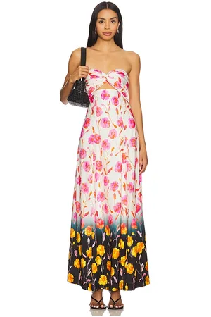 Essentiel Antwerp Heorgia Midi Dress in - Ivory,Pink. Size 32 (also in 34, 36, 38, 40).