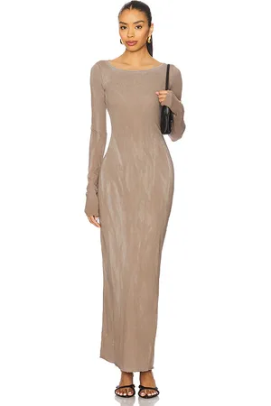 Cotton Citizen Marbella Long Sleeve Maxi Dress in - Grey. Size M (also in S, XS).