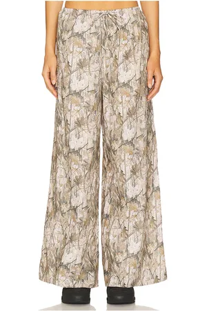Montce Cargo Drawstring Wide Leg Pant in - Green. Size L (also in M, S, XL, XS).