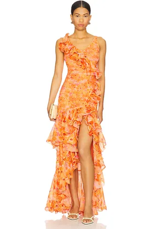 PATBO Myosotis Flutter Gown in - Orange. Size 0 (also in 2, 8).