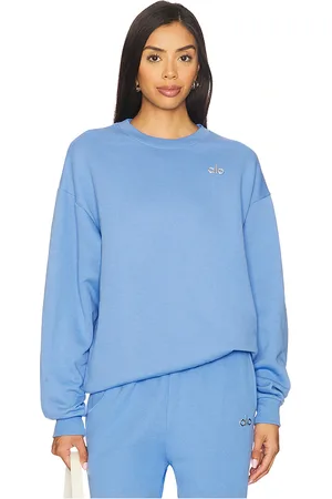 alo Accolade Crew Neck Pullover Sweatshirt in - Baby Blue. Size L (also in M, S, XS).