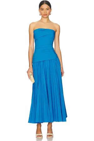 Simkhai Arie Strapless Bustier Midi Dress in - Royal. Size 0 (also in 10, 2, 4, 6, 8).