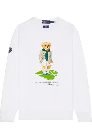 Ralph Lauren Wimbledon Novelty Bear Crewneck Sweatshirt in - White. Size L (also in M, S, XL/1X).