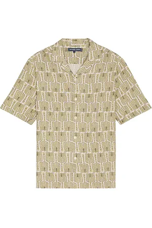 Frescobol Carioca Roberto Palmeira Printed Linen Shirt in - Green. Size L (also in M, S, XL/1X).