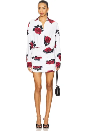 Norma Kamali Boyfriend Neck Mini Dress in - White. Size L (also in M, S, XL, XS, XXS).