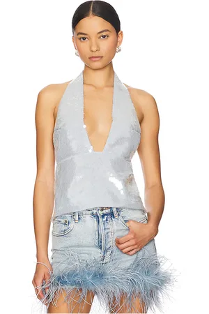 Retrofete Joy Sequin Top in - Baby Blue. Size L (also in M, S, XL, XS, XXL).