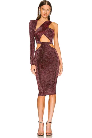 Michael Costello X REVOLVE Paulette Midi Dress in - Burgundy. Size L (also in XS).