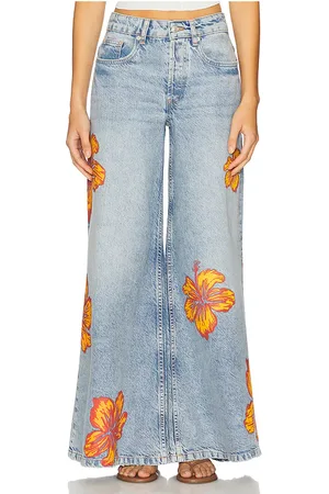 Free People Palisades Wide Leg Pant in - Blue. Size 24 (also in 25, 26, 27, 28, 29, 30).