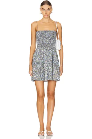 FAITHFULL THE BRAND Josa Mini Dress in - Blue. Size L (also in S).