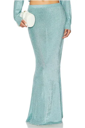 SER.O.YA Harmony Metallic Knit Skirt in - Bue. Size L (also in M, S, XL, XS, XXS).