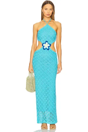 Capittana Lucinda Flower Dress in - Blue. Size M/L (also in XL, XS/S).