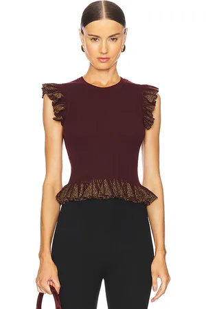 ULLA JOHNSON Leila Top in - Brown. Size S (also in XL).