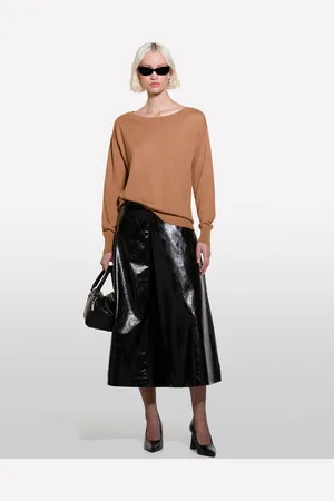 Sisley Camisola Decote À Barco Em Mistura De Lã Cor Camelo