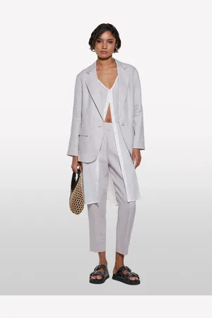 Sisley Blazer Cinzento Em 100% Linho