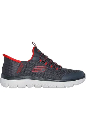 Skechers Homemino Slip-ins: Summits - High Range Shoes em Carvão/Vermelho, Tamanho 27.5, Vegan, Lavável à máquina