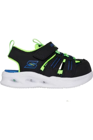 Skechers S-Lights: Sola Glow Sandálias em Preto/Lima, Tamanho 21