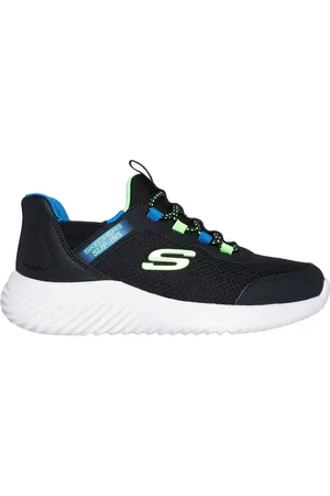 Skechers Homemino Slip-ins: Bounder - Brisk-Burst Shoes em Preto/Lima, Tamanho 35, Lavável à máquina