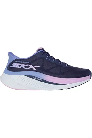 Skechers Slip-ins: GO WALK Max Cushioning Arch Fit - Areena Shoes em Navy Blue/Lavanda, Tamanho 35, Vegan, Lavável à máquina
