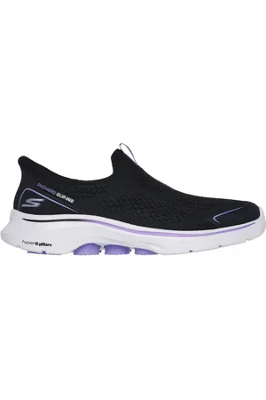 Skechers Slip-ins: GO WALK 7 - Sarai Slip-On Shoes em Preto/Lavanda, Tamanho 35, Vegan, Lavável à máquina