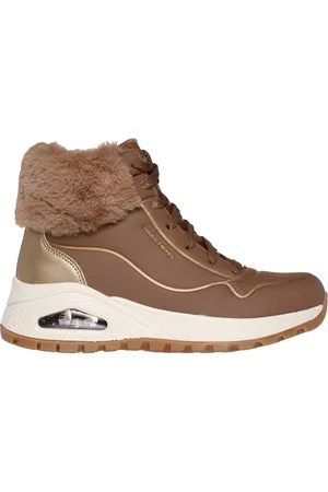 Skechers Uno Rugged - Fall Shimmer Shoes em Taupe/Dourado, Tamanho 37