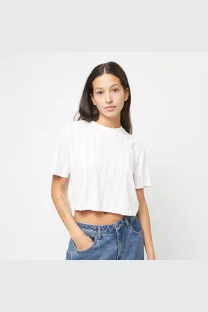 Karl Kani Small Signature Pinstripe Crop Tee mulheres T-shirts e polos branco tamanho L Vestuário