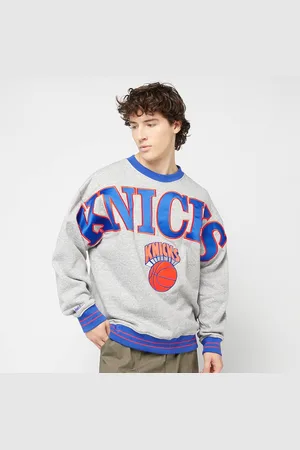 Mitchell & Ness NBA New York Knicks Full Field Satin Fleece Crew homem Casacos com capuz e sweatshirts cinzento tamanho M Vestuário