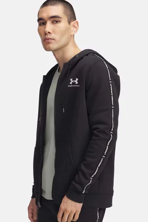 Under Armour UA Icon Fleece FZ Taping black homem Casacos com capuz e sweatshirts preto tamanho M Vestuário