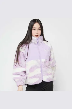 Karl Kani Chest Signature Teddy Block Trackjacket mulheres Casacos de meia estação violeta tamanho L Vestuário